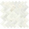 Msi Greecian White Herringbone Pattern SAMPLE Polished Marble Mesh-Mounted Mosaic Tile ZOR-MD-0453-SAM